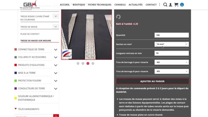 Tresse de masse personnalisée