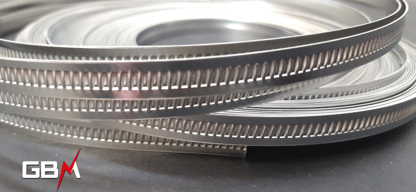 Collier de serrage Inox bande ajourée sans fin largeur 8 mm – bobine de 30m
